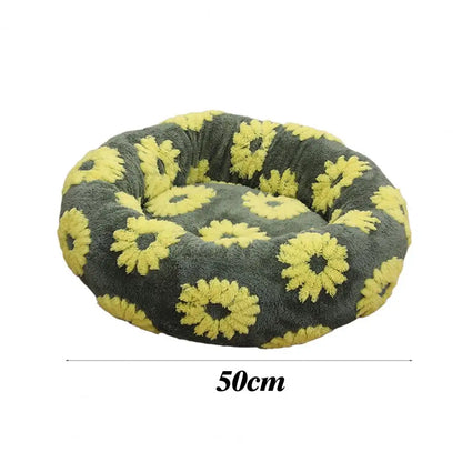 Round Dog Bed with Raised Edges Plush Round Donut Cat Nest with Anti-slip Bottom Cozy Pet Bed for Small Dogs for Warmth for Cats