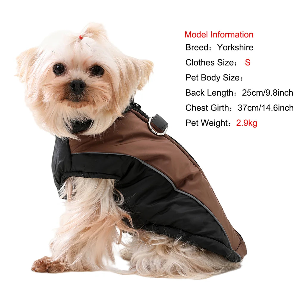 Reflective Dog Clothes For Winter Warm Puppy Vest Coat With D-ring Outdoor Waterproof Pet Jacket For Small Medium Dogs Yorkshire