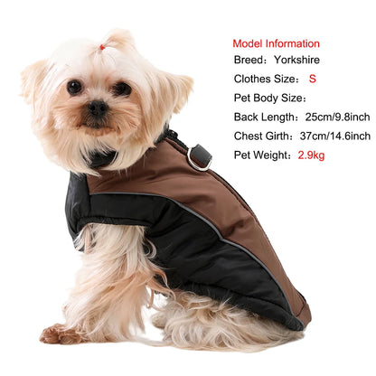 Reflective Dog Clothes For Winter Warm Puppy Vest Coat With D-ring Outdoor Waterproof Pet Jacket For Small Medium Dogs Yorkshire