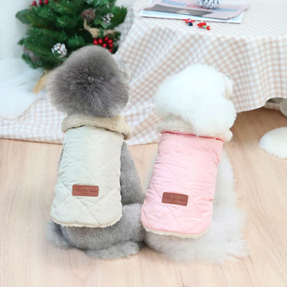 Winter Pet Jacket Clothes Super Warm Small Dogs Clothing With Fur Collar Cotton Pet Outfits French Bulldog Coat Vest Chihuahua