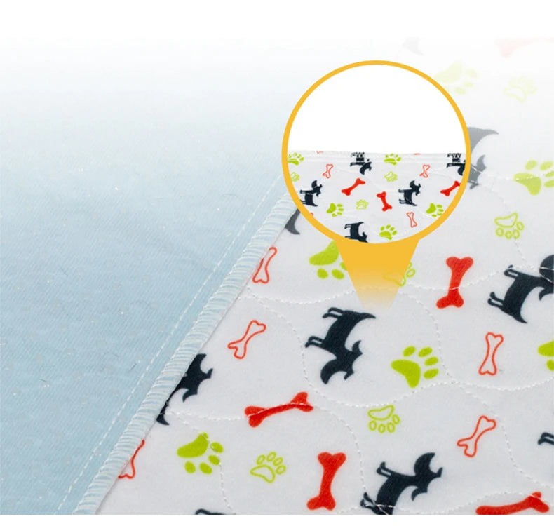 Waterproof Dog Pet Diaper Mat Reusable 3 Layer Absorbent Dog Bed Cat Diaper Pad Bone Paw Print Seat Cover Mat for Sofa Bed Floor