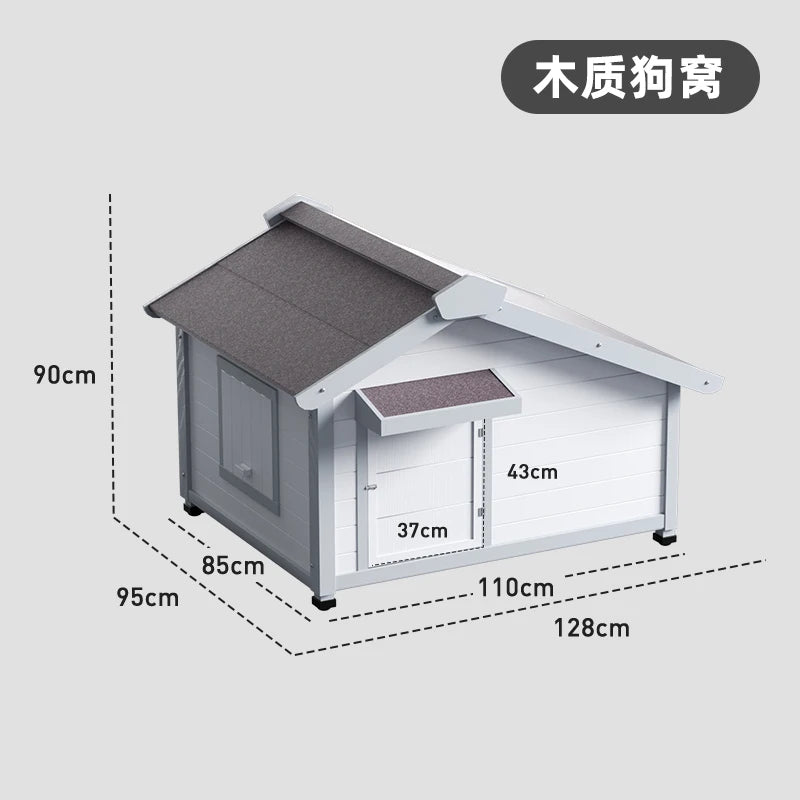 the DOG SHED - Rainproof and Cold-Proof Outdoor Doghouse Kennel, Winter Warm Large Dog Wooden Luxury Villa Doghouse