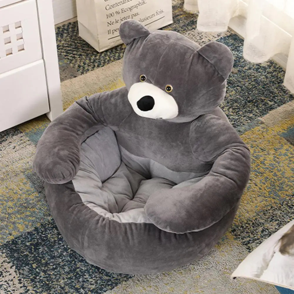 Dog Bed Plush Fabric Soft Pet Sofa Warm Fluffy Teddy Bear Dog Bed with Armrests Cozy Plush Cat Sofa Bed Non-slip for Cats