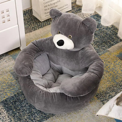 Dog Bed Plush Fabric Soft Pet Sofa Warm Fluffy Teddy Bear Dog Bed with Armrests Cozy Plush Cat Sofa Bed Non-slip for Cats