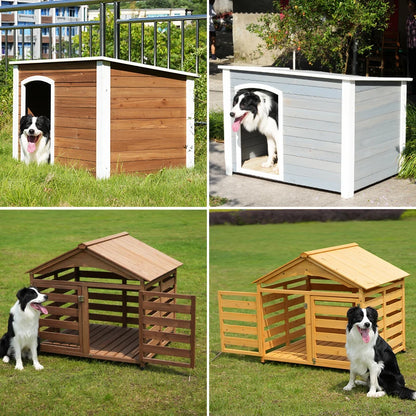 the GOOD DOG DOGHOUSE - Large Dog Kennel, Outdoor Semi-Enclosed Kennel, Winter Outdoor Doghouse, Rainproof and Cold-Proof Luxury Dog Villa