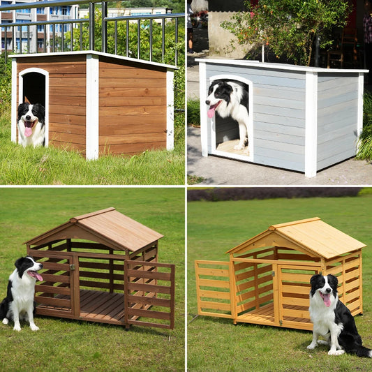the GOOD DOG DOGHOUSE - Large Dog Kennel, Outdoor Semi-Enclosed Kennel, Winter Outdoor Doghouse, Rainproof and Cold-Proof Luxury Dog Villa