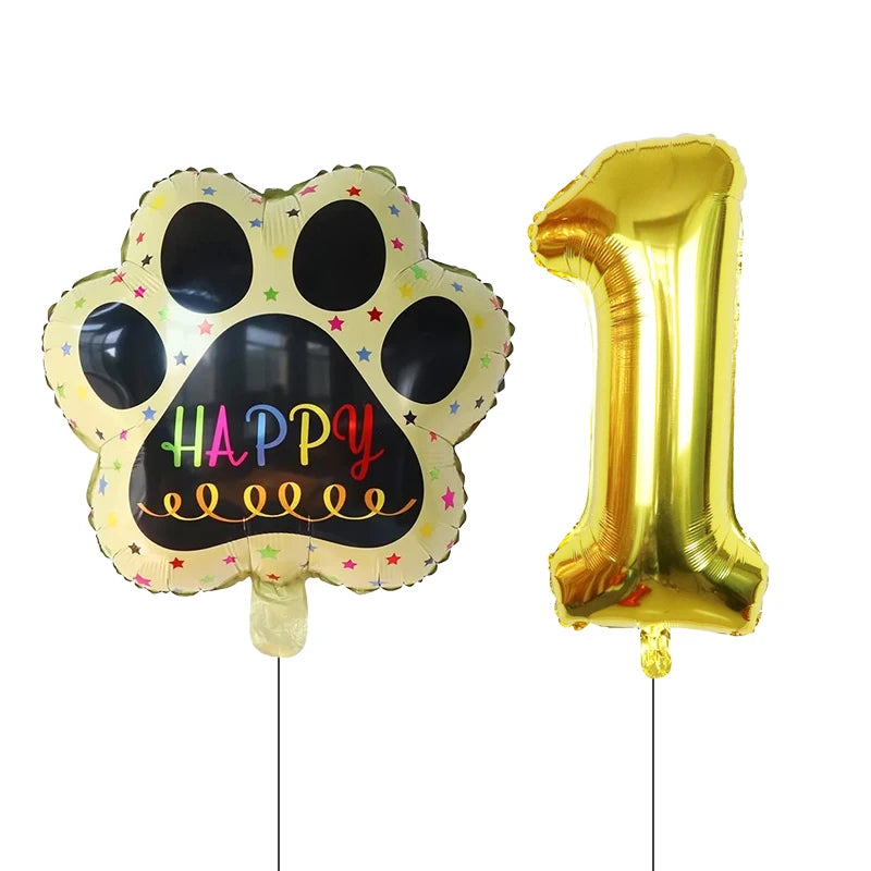 2 pieces/set Let us Pawty Big Dog PAWS Aluminum Balloons 30 inch figure 1 2 3 4 year old birthday party decoration Balloon Baby
