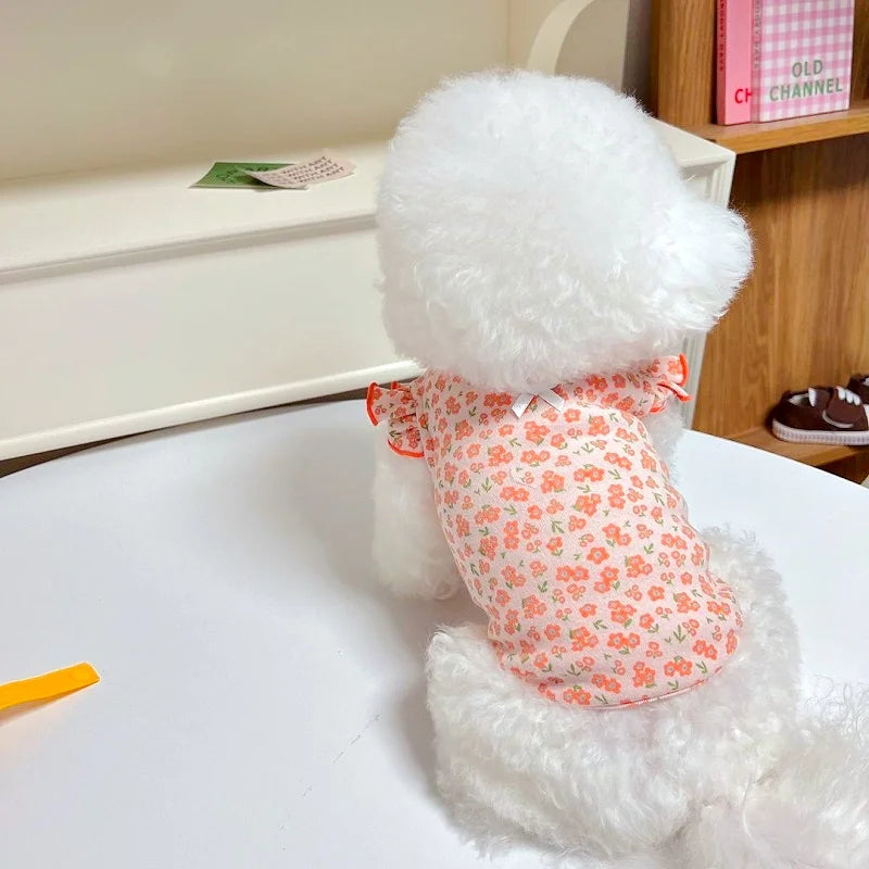 Luxury Dog Clothes Floral Print Dog Vest T-shirt for Chihuahua Bulldog Clothing Spring Lovely Puppy Cat Vest Summer Pet Costume