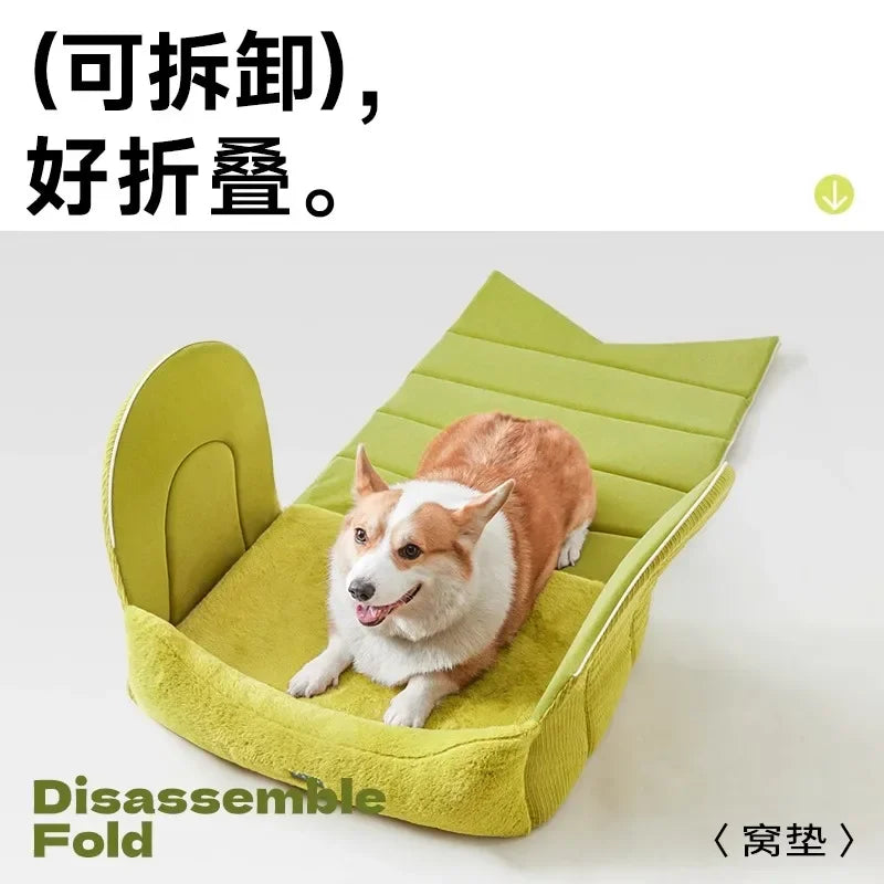 Dog Bed for Warmth in Winter, A Small Dog for A Sense of Security, and A Warm Dog House in Winter