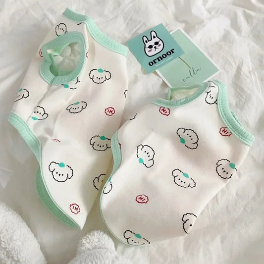 Ins Cute Pet Summer T-Shirt Pet Vest Cat Thin Schnauzer Puppy Sleeveless Breathable Dog Clothes T-shirt Summer Pet Clothes