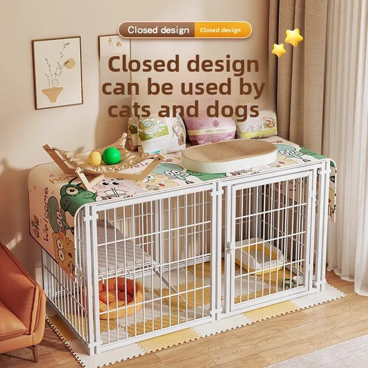 the KENNEL CAGE - Outdoor Dog/Cat House, Durable Dog Crate, Indoor Pet Playpen for Small/Medium Dogs/Cats Metal Playpen Secure Fence