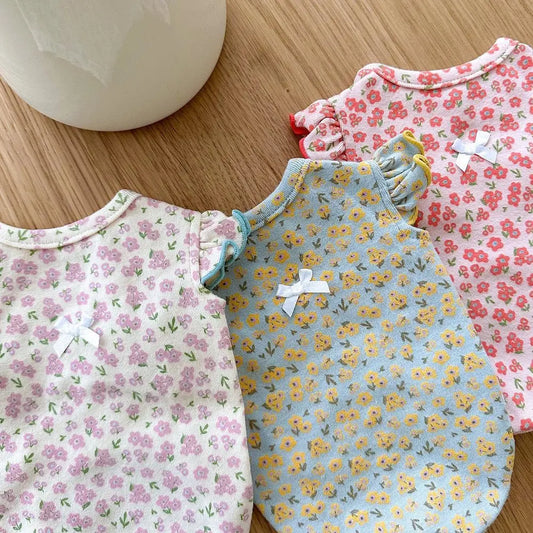 the PAWBLOOM FLORAL VEST - Pet Dog Vest, Summer Puppy Clothes, Cute Floral Flying Sleeves Dog T-Shirt, Chihuahua, Pug, Bichon, Cat/Dog Apparel, Dog Girl Clothing