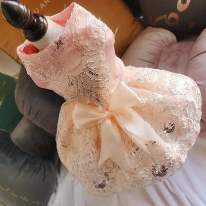 Dog Lace Wedding Dress Princess Dresses for Small Dogs Puppy Tutu Skirt Pet Birthday Party Costume Supplies for Spring Summer