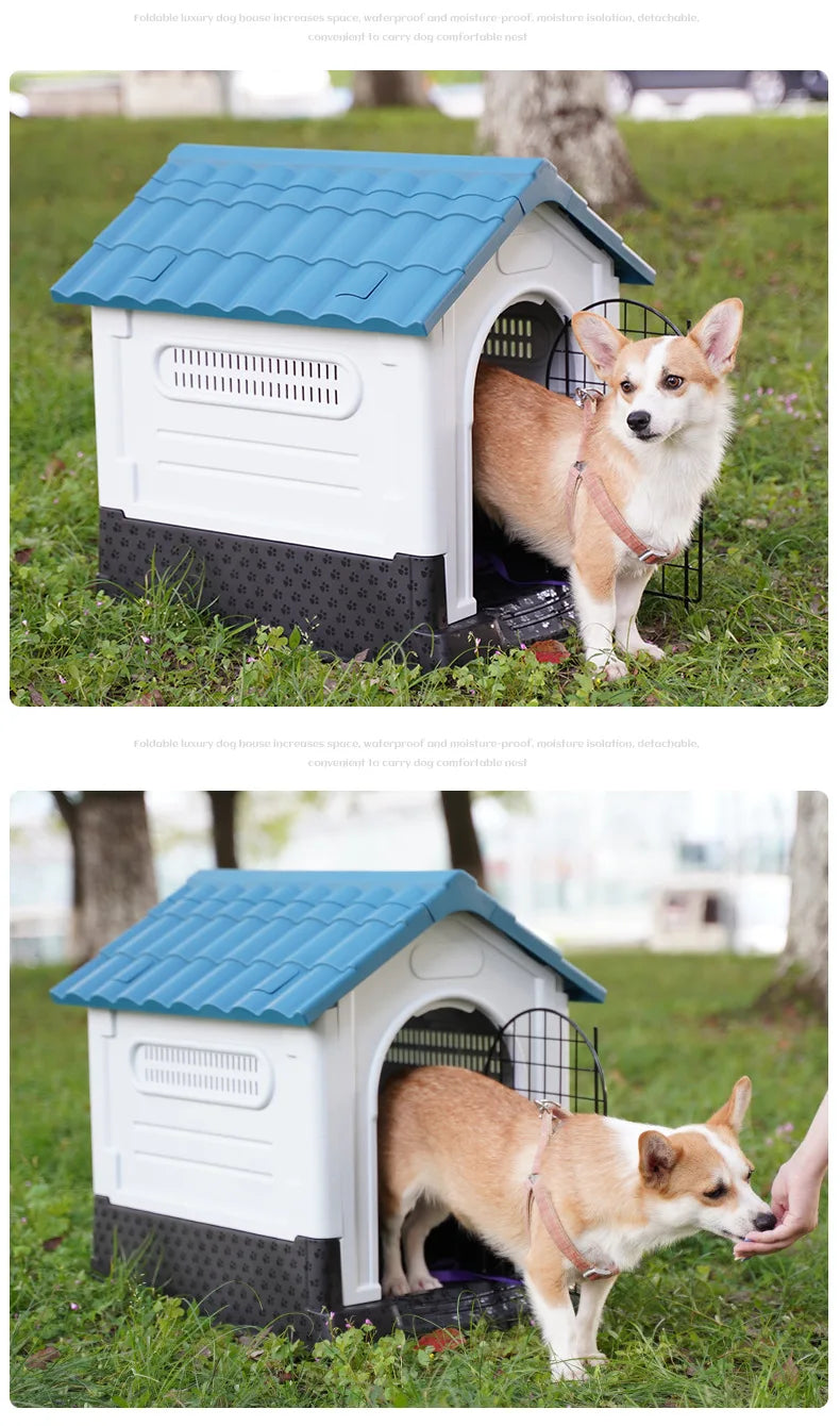 Luxury Dog House Series Outdoor Small Medium Large All Season Rainproof Plastic Kennel Dog House With Window