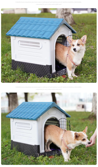 Luxury Dog House Series Outdoor Small Medium Large All Season Rainproof Plastic Kennel Dog House With Window