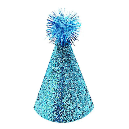 Cute Decorative Pet Birthday Hat Adjustable Foldable Dog Sparkling Hat with Ball Cat Headgear for Birthday