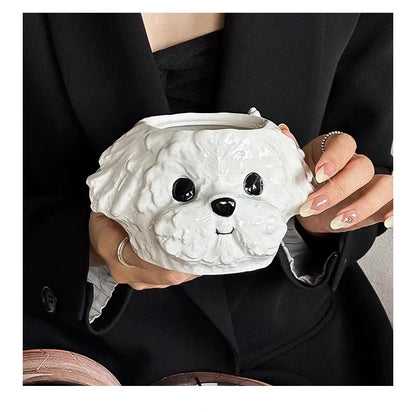 Cute Teddy Dog Shaped Mug Ceramic Cup&saucer Dining Table Coffee Cup Milk Tea Mugs Afternoon Tea Teacup Fruit Juice Container