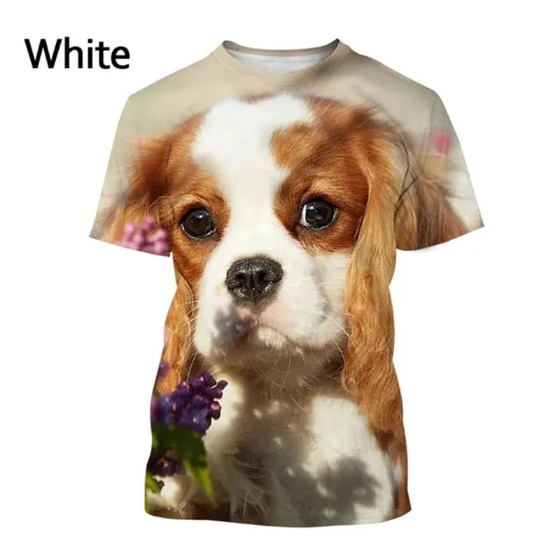 the COOL CAVALIER - Beautiful Cavalier Dog 3D Printed T-Shirt, King Charles Spaniel Fashion, Men/Women's Personality Hip Hop Casual T-Shirt Tees Tops