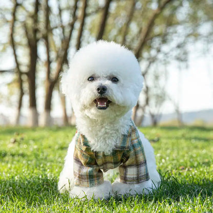 Summer Pet Shirt British Style Plaid Dog Vest Clothes For Small Dogs Chihuahua Cotton Puppy Shirts