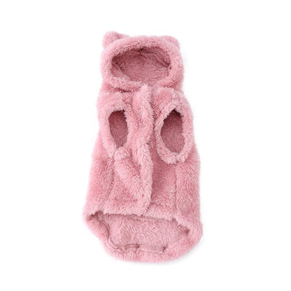 Cozy Pet Clothes Winter Soft Fleece Puppy Sweater For Small Medium Dogs Cats Cute Ear Hooded Jacket Coat Yorkshire Pug Apparel