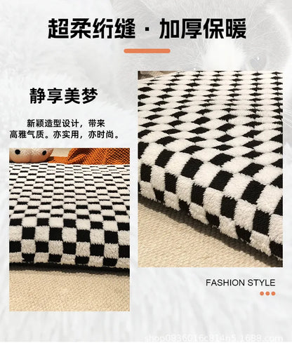 All-Season Checkerboard Dog Bed Mat - Waterproof, Washable Flannel Pet Pad for Crate, Sofa & Car