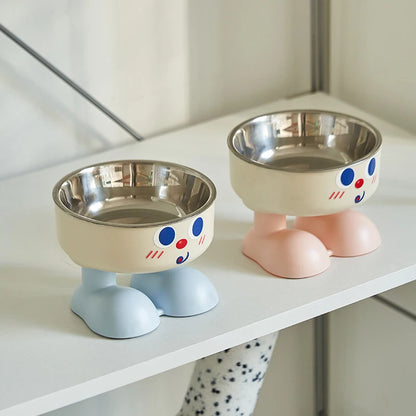 SUPET Cute Smiley Face Stainless Steel Pet Feeding Bowl - Removable, Easy to Clean, Suitable for Small and Medium Dogs and Cats