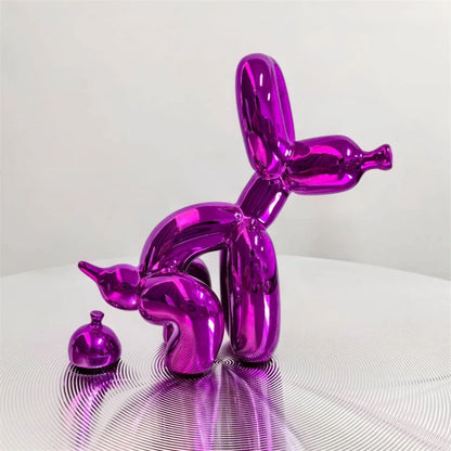 Cute Balloon Dog Puppy Poop Statue Resin Animal Sculpture Home Decor Resin Craft Office Decor