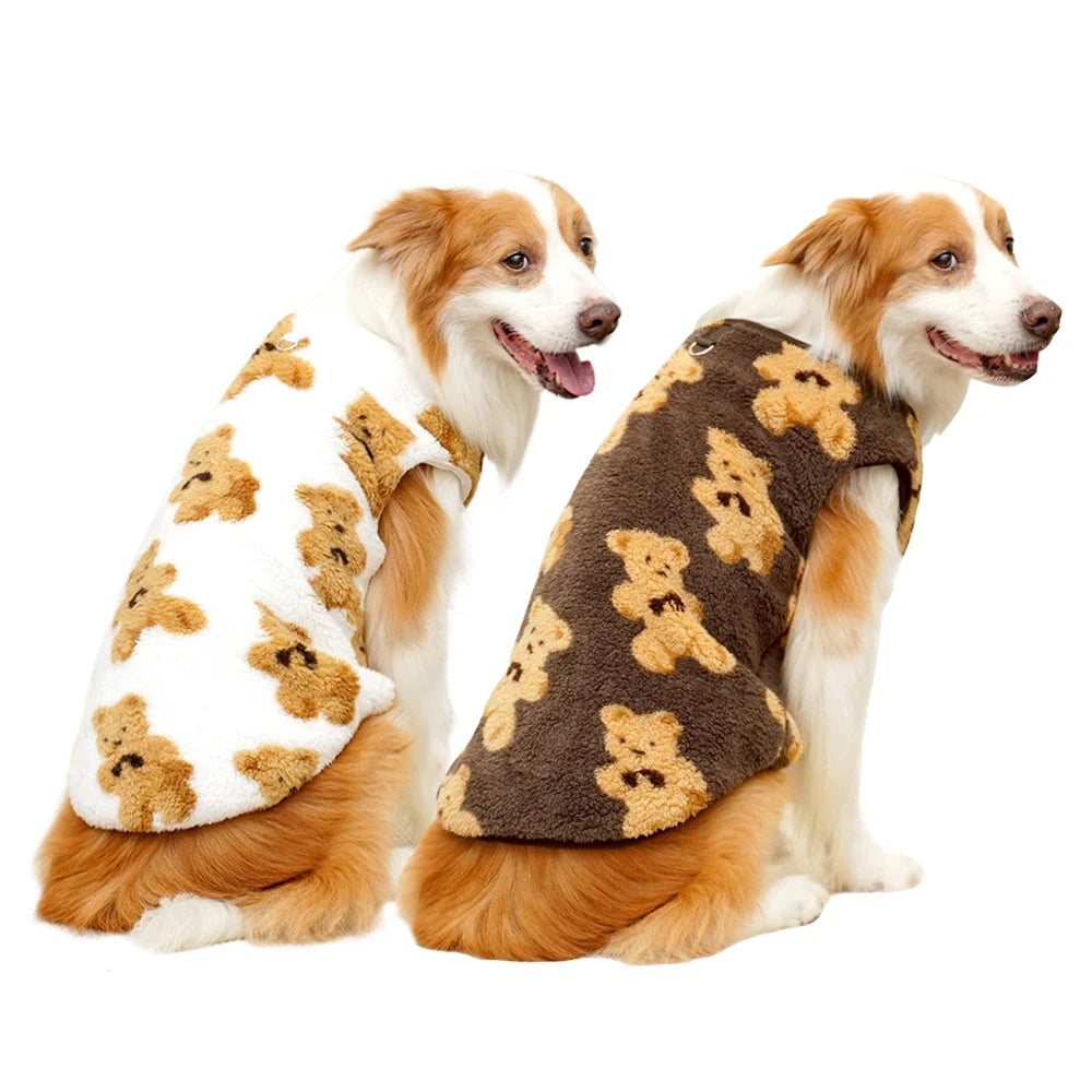 Winter Big Dog Pajamas Cute Bear Pattern Dog Sweater for Large Dogs 3XL-9XL Plush Jacket for Labrador Fleece Warm Pet Pullover
