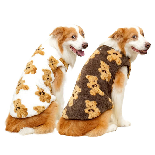 Winter Big Dog Pajamas Cute Bear Pattern Dog Sweater for Large Dogs 3XL-9XL Plush Jacket for Labrador Fleece Warm Pet Pullover