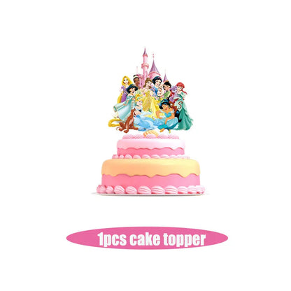 Disney Princess Birthday Decoration Tableware Paper Cups Plates Balloons Tablecloth Backdrop Banner Party Supplies For Baby Kids