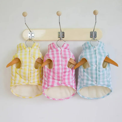 Warm Winter Pet Dog Clothes Plaid Parkas Dog Outdoor Coat Traction Pet Coat Vest Teddy Bear Small Dog Jackets Puppy Clothing
