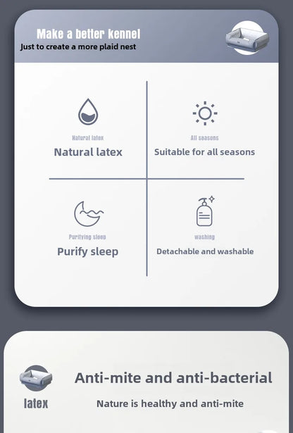 Natural Latex Pet Bed Winter Warm Dog Nest Removable Pet Sleeping Mat Anti-Mite and Antibacterial Cat Bed Soft Foam Pet Mattress