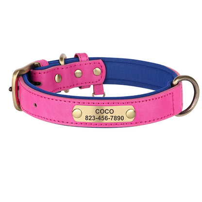 the ENGRAVEPAWS ID COLLAR - Personalized PU Leather Dog Collar, Free Engraved Dog ID Collars, Nameplate Soft Padded for Small/Medium/Large Dogs, Adjustable