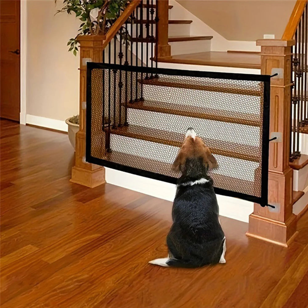 Pet Isolation Barrier Nylon Mesh Pet Divider No Need To Punch Hole Pet Separation Fence Folding Breathable Safety Dog Gate Guard