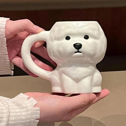 Novelty Puppy Mugs Bichon Frise Puppy Ceramic Mug Cute Creative Home Drinking Cup Coffee Cup Couple Cup Festival Gifts