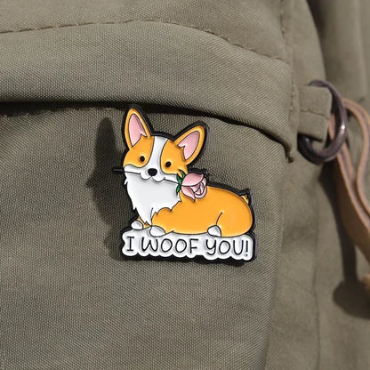 Cute Dog Enamel Brooches Short Legs Corgi Cartoon Puppy Animal Pins Clothing Hat Ornament Badge Custom Jewelry Gifts Wholesale