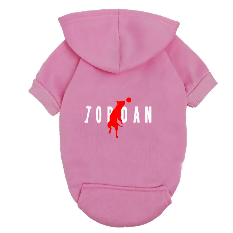 the PAWSPORT FLEECE HOODIE - "JOPDAN" Dog Hoodie for Small/Medium Dogs, Cute Sport Pattern Pet Sweatshirt, Warm Fleece Puppy Outfit Coat