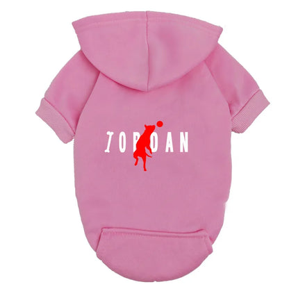 the PAWSPORT FLEECE HOODIE - "JOPDAN" Dog Hoodie for Small/Medium Dogs, Cute Sport Pattern Pet Sweatshirt, Warm Fleece Puppy Outfit Coat