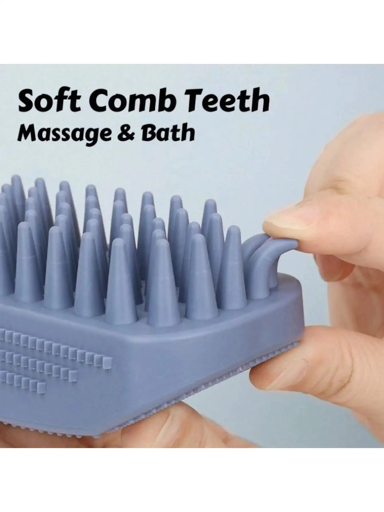 1Pc 3-Head Silicone Bath Massage Brush with Fur Removal for Cats/Dogs - Collects 96% Wet Hair during Washing - Grooming Tool
