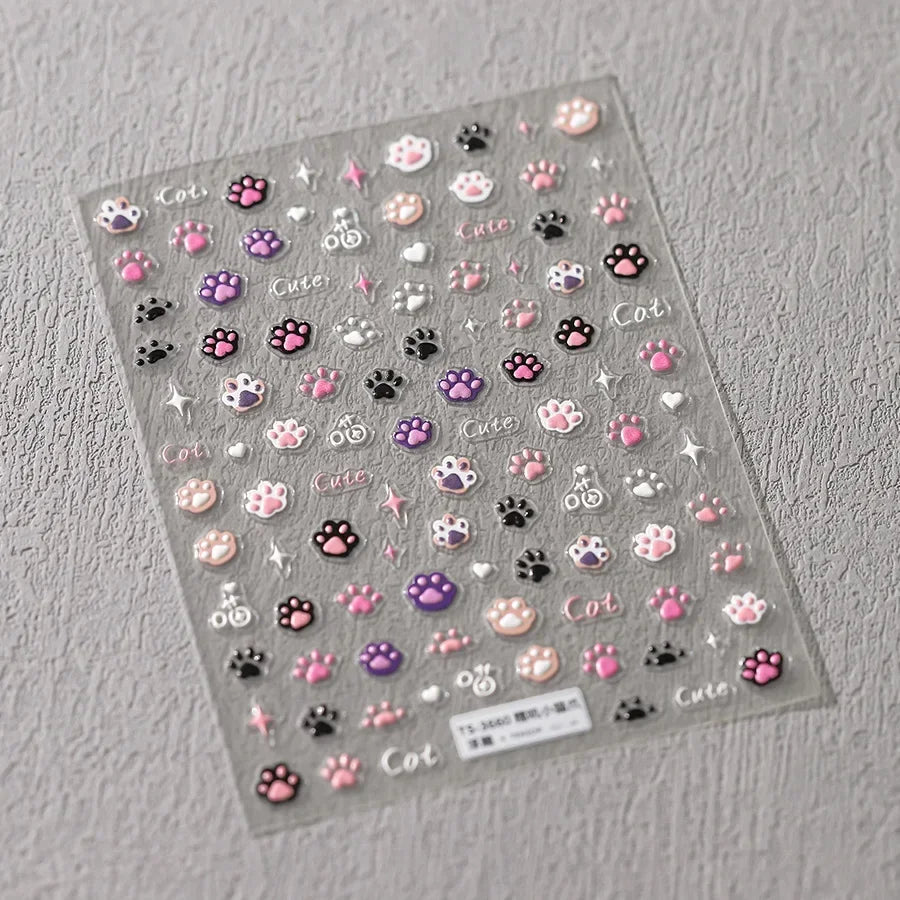 Colorful Balloon Cute Puppy Flower Cherry Bowknot Love Happy Dog Animal Self Adhesive Nail Art Sticker Decoration Manicure Decal