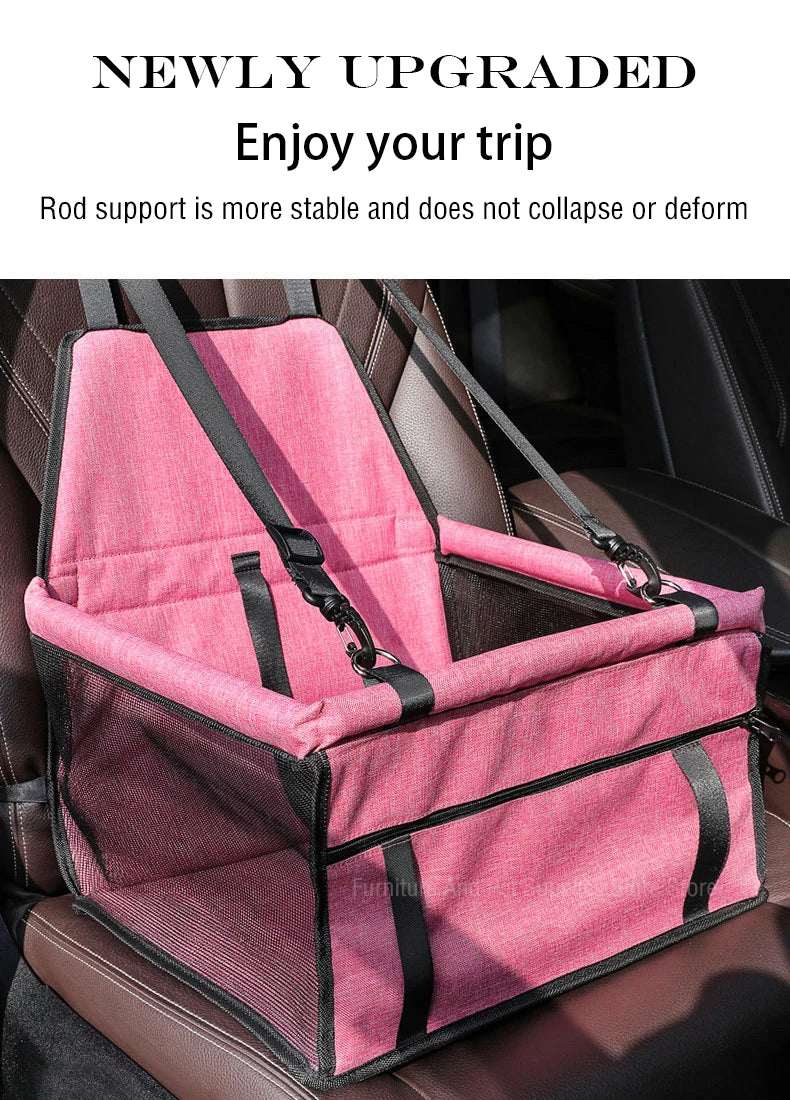 Dog car seat cover foldable hammock pet harness cat bag basket stable and foldable travel pet dog and cat safety car seat