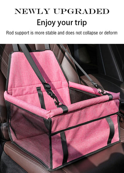 Dog car seat cover foldable hammock pet harness cat bag basket stable and foldable travel pet dog and cat safety car seat