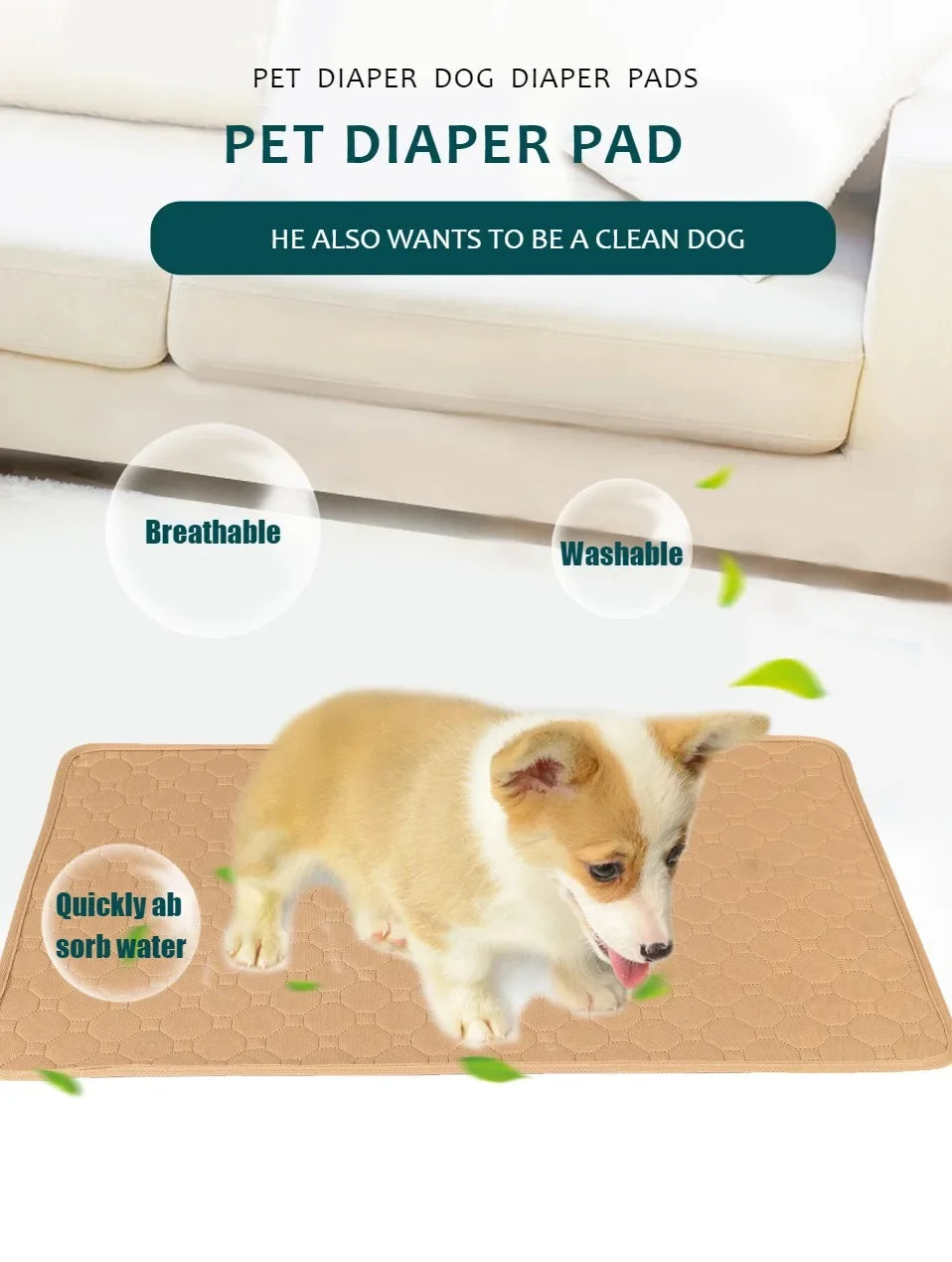 Dog Pee Pad Blanket Reusable Absorbent Diaper Washable Puppy Training Pad Pet Bed Urine Mat for Pet Car Seat Cover Pet Supplies
