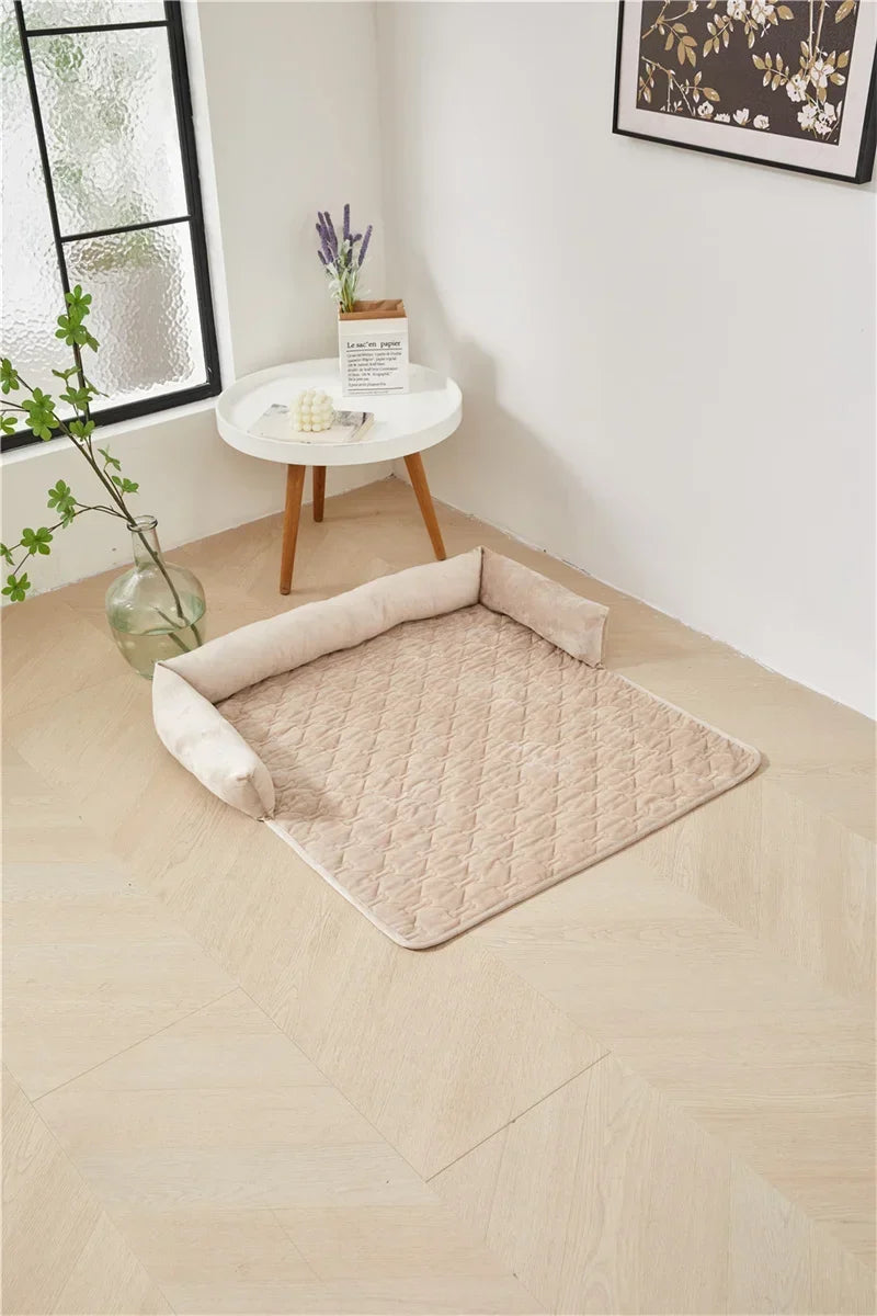 Velvet Pet Sofa Mat Warm Pet Blanket for Medium Large Dog Couch Bed Cushion with Pillow Cats Pad House Pet Supplies Accessories