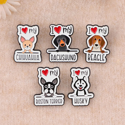 Cute Dogs Enamel Pin Cartoon Brooch Pines Lapel Pins Badge on Backpack Clothing Accessories Animal Jewelry Pet Lover Gifts