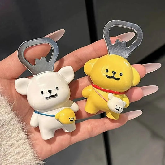Kawaii Dog 3D Fridge Magnet Bottle Opener Ornament Cartoon Japanese creativity Cute Refrigerator Magnets Kitchen Decoration Gift