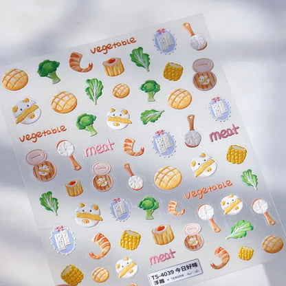 Colorful Balloon Cute Puppy Flower Cherry Bowknot Love Happy Dog Animal Self Adhesive Nail Art Sticker Decoration Manicure Decal