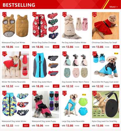 Winter Dog Jacket Warm Waterproof Clothes For Small Medium Dogs Cat Vest Coat With D-ring Reflective Chihuahua Yorkie Outfits