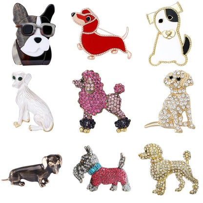 Classic Rhinestone Dog Brooches for Women Enamel Animal Pins Necklace Office Party Friend New Fashion Gifts Jewelry Accessories