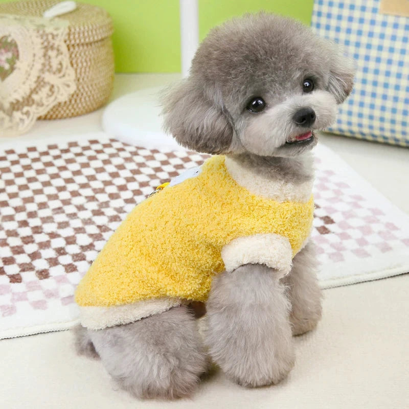 Winter Warm Dog Clothes with D-ring Plush Dog Coat for Small Medium Dogs Soft Puppy Clothes Chihuahua Yorkie Clothing Pet Supply